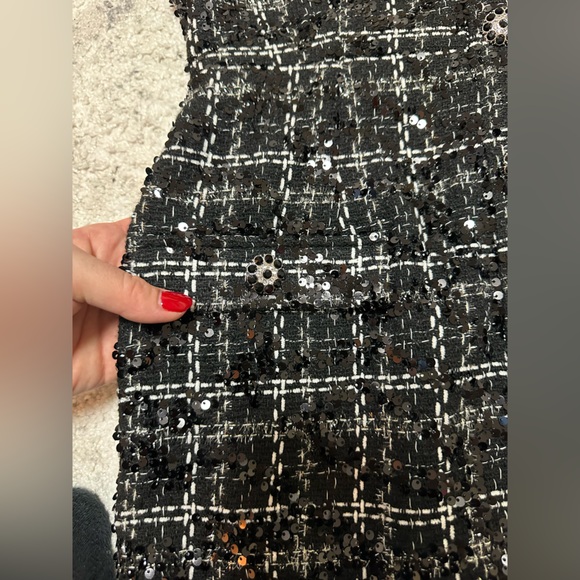 Gianni Bini Black Tweed Sequin Long Sleeve Dress New With Tags Size 8 - Picture 8 of 15